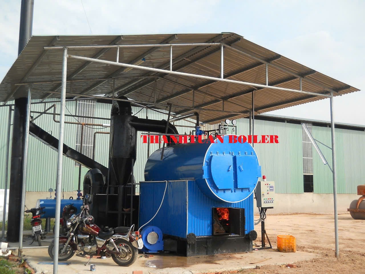 nồi hơi đốt củi , củi trấu